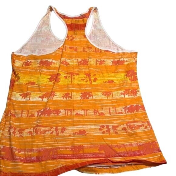 Womens XL Racerback Tank Top With Tropical Orange & Yellow Stripes By Op - Picture 3 of 3